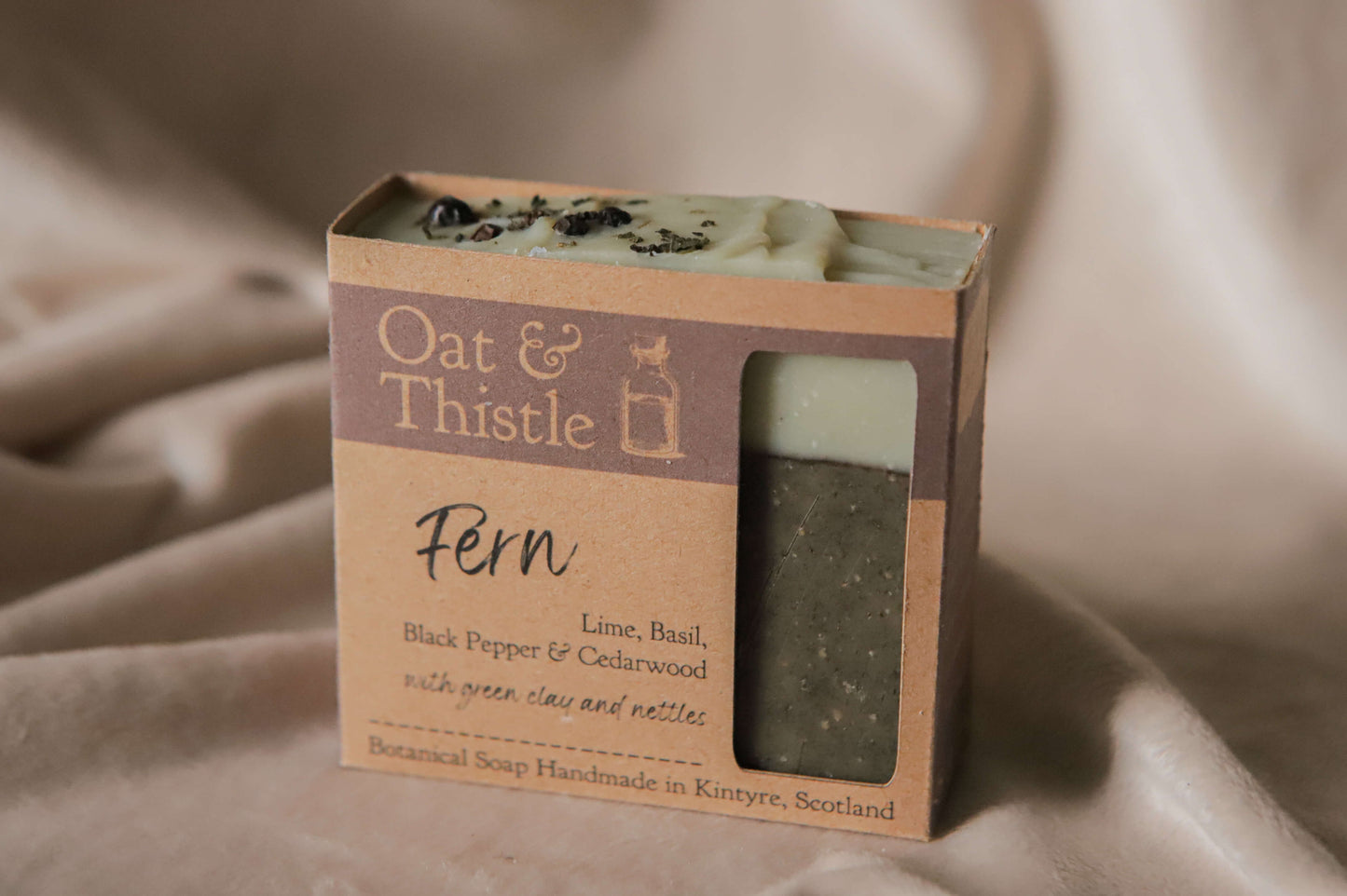 Fern soap bar in Kraft packaging box