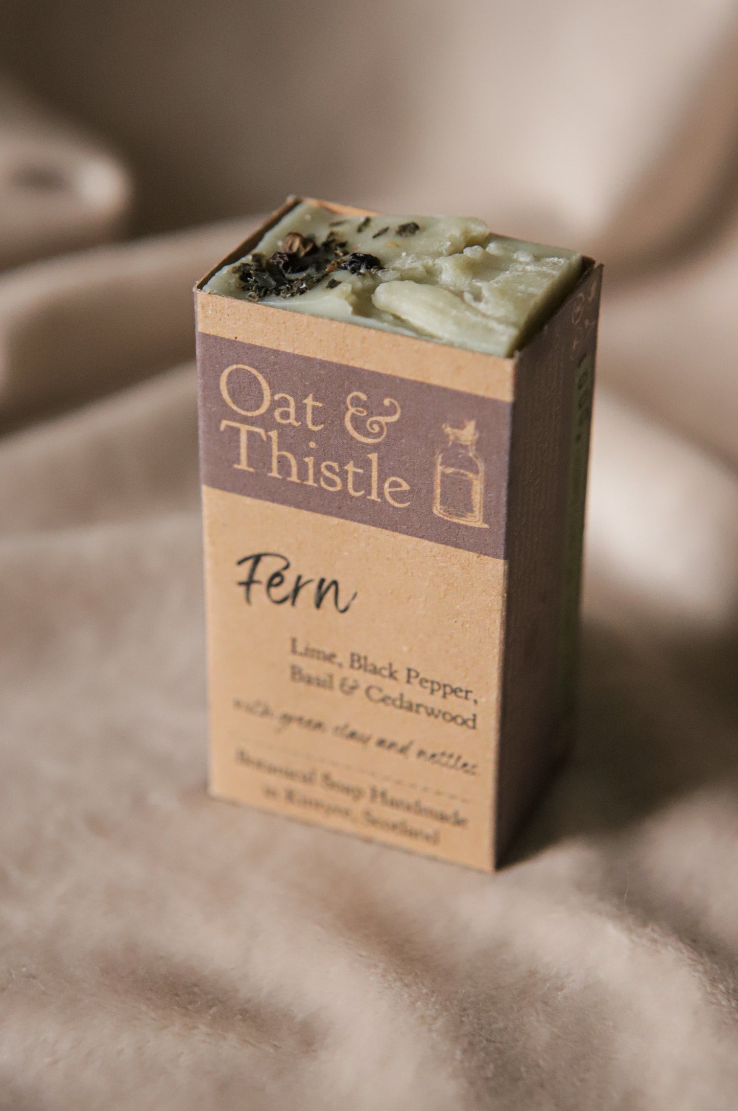 fern half soap bar in packaging