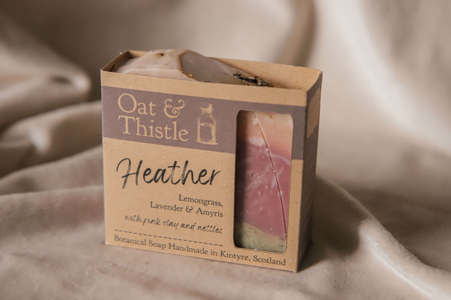 Heather soap in packaging box