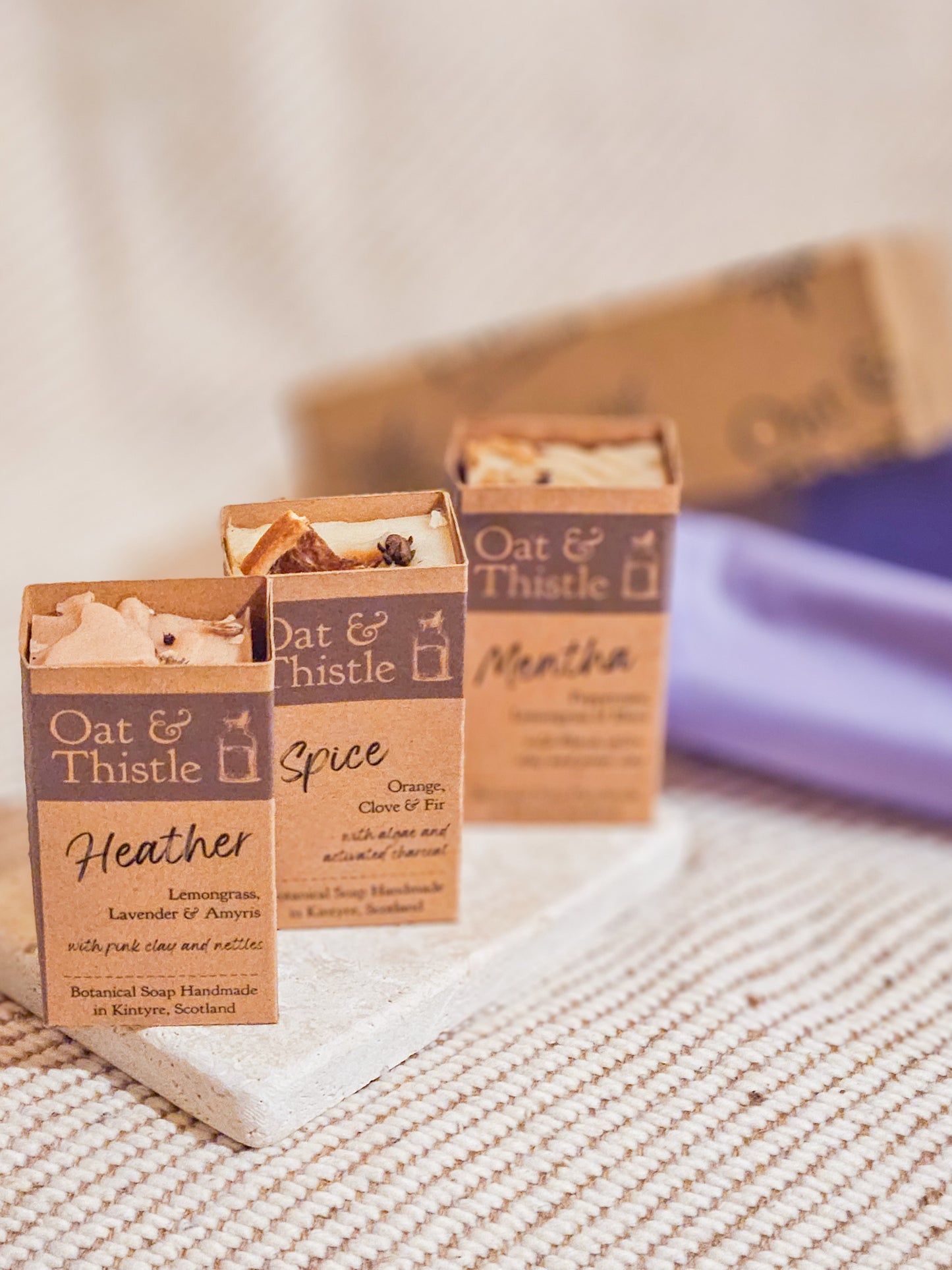 3 half soap bars with soap dish