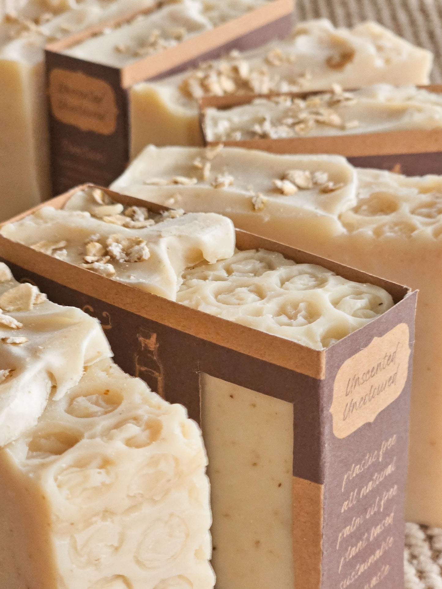 nude soaps in their packaging boxes