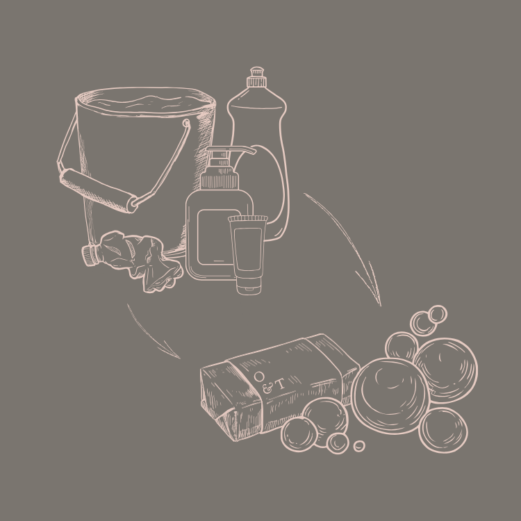 line drawings of laundry detergents and household soap
