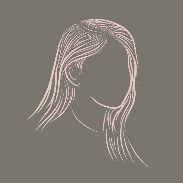 line drawing of head and hair