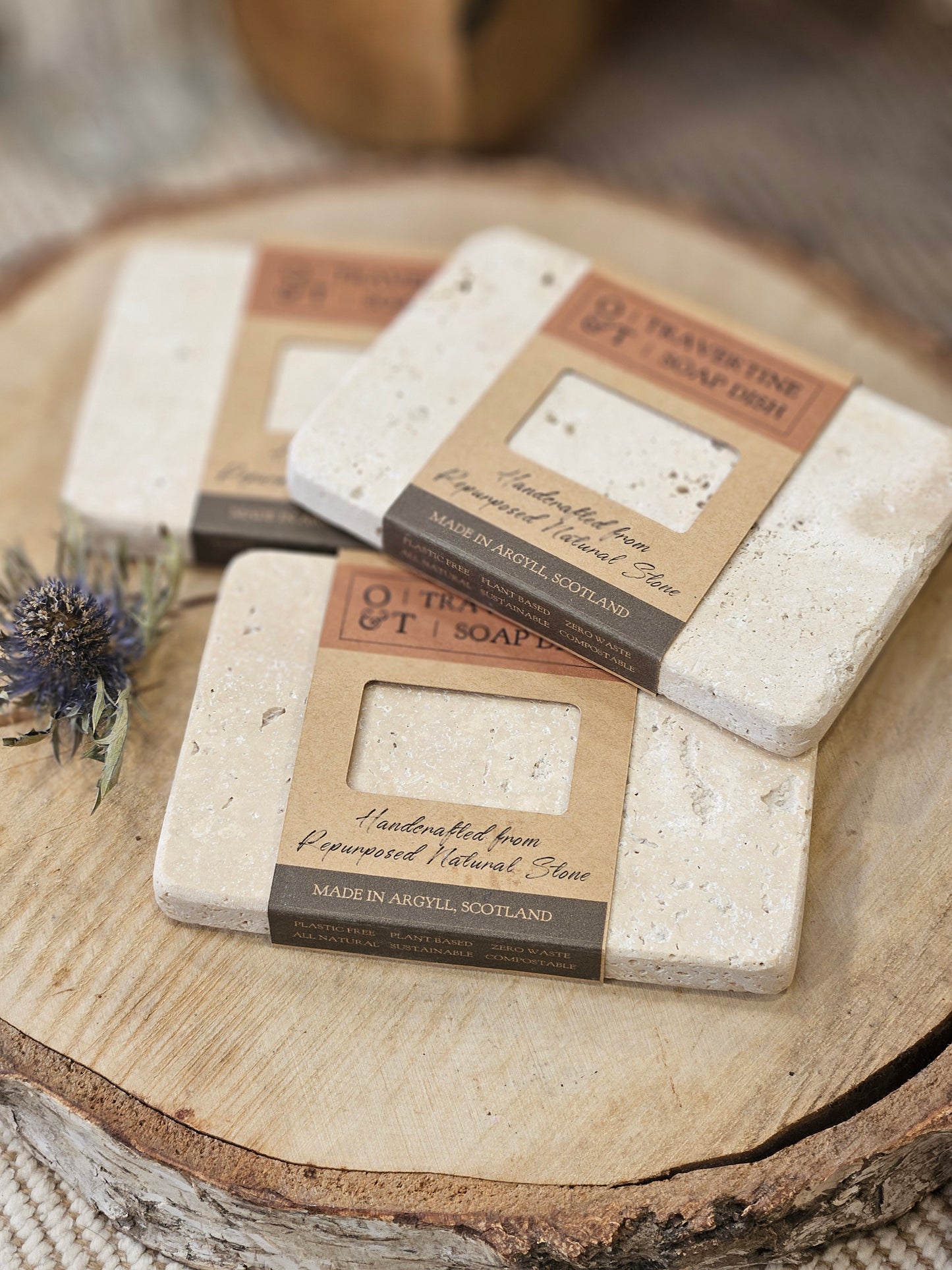 travertine soap dish