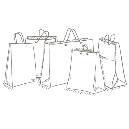 line drawing of shopping bags