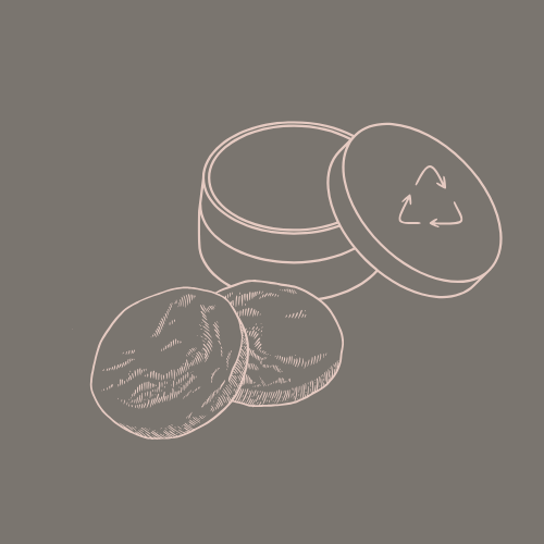 line drawing of lotion bar and tin