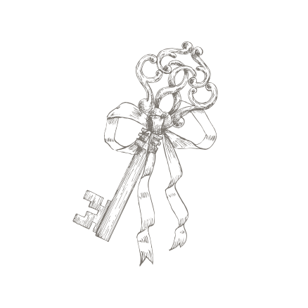 line drawing of old fashioned key