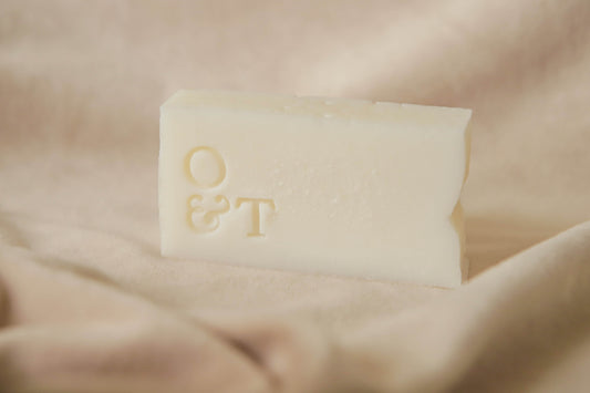 white household soap with o&t stamped logo