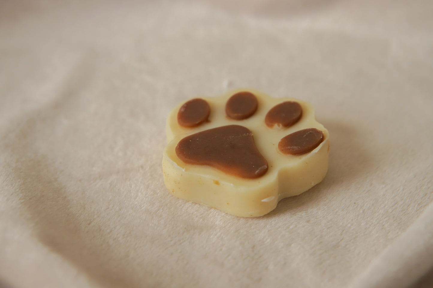 white dog soap paw