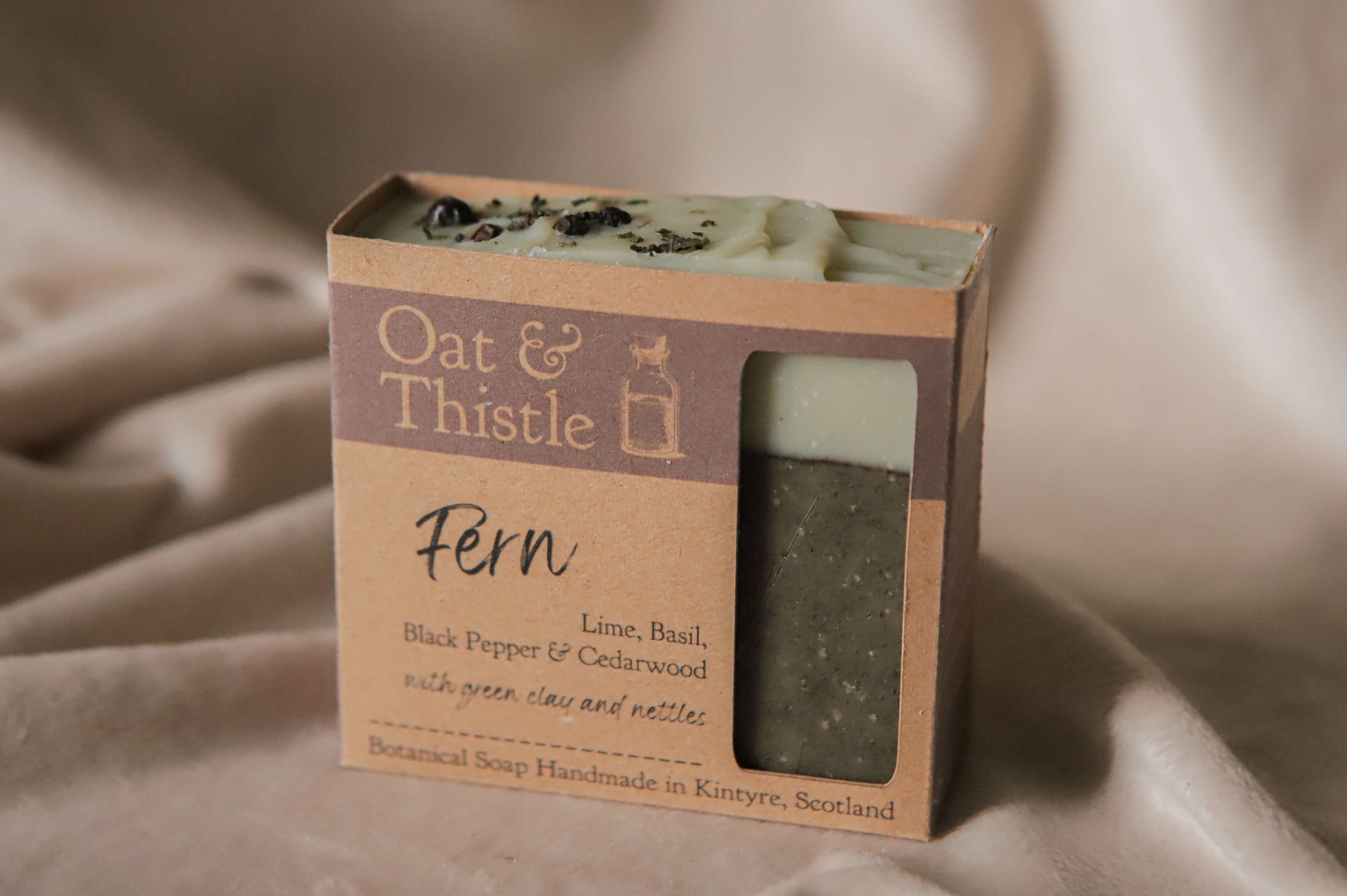 Fern soap bar in Kraft packaging box
