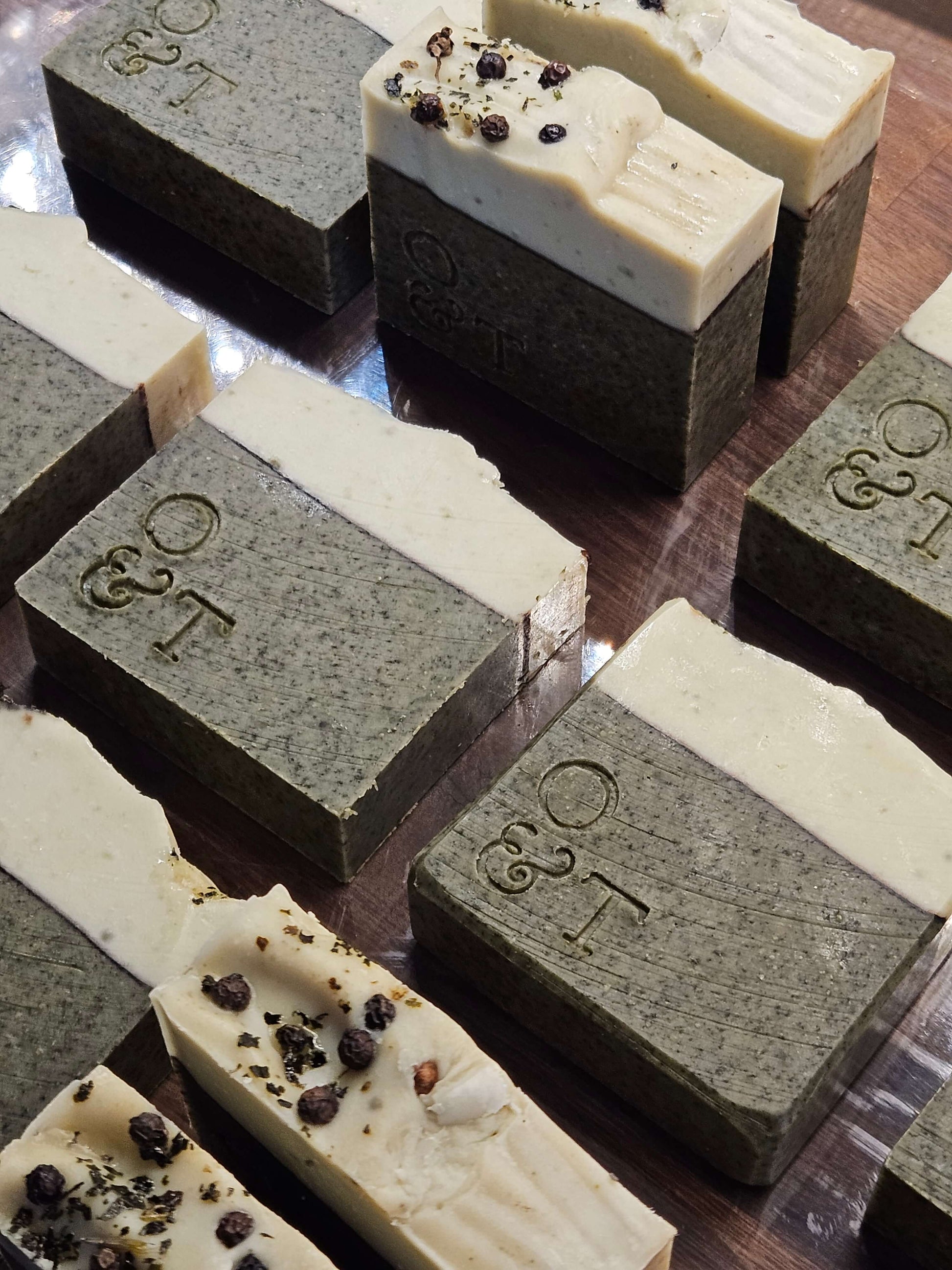 Fern soap bars on worktop