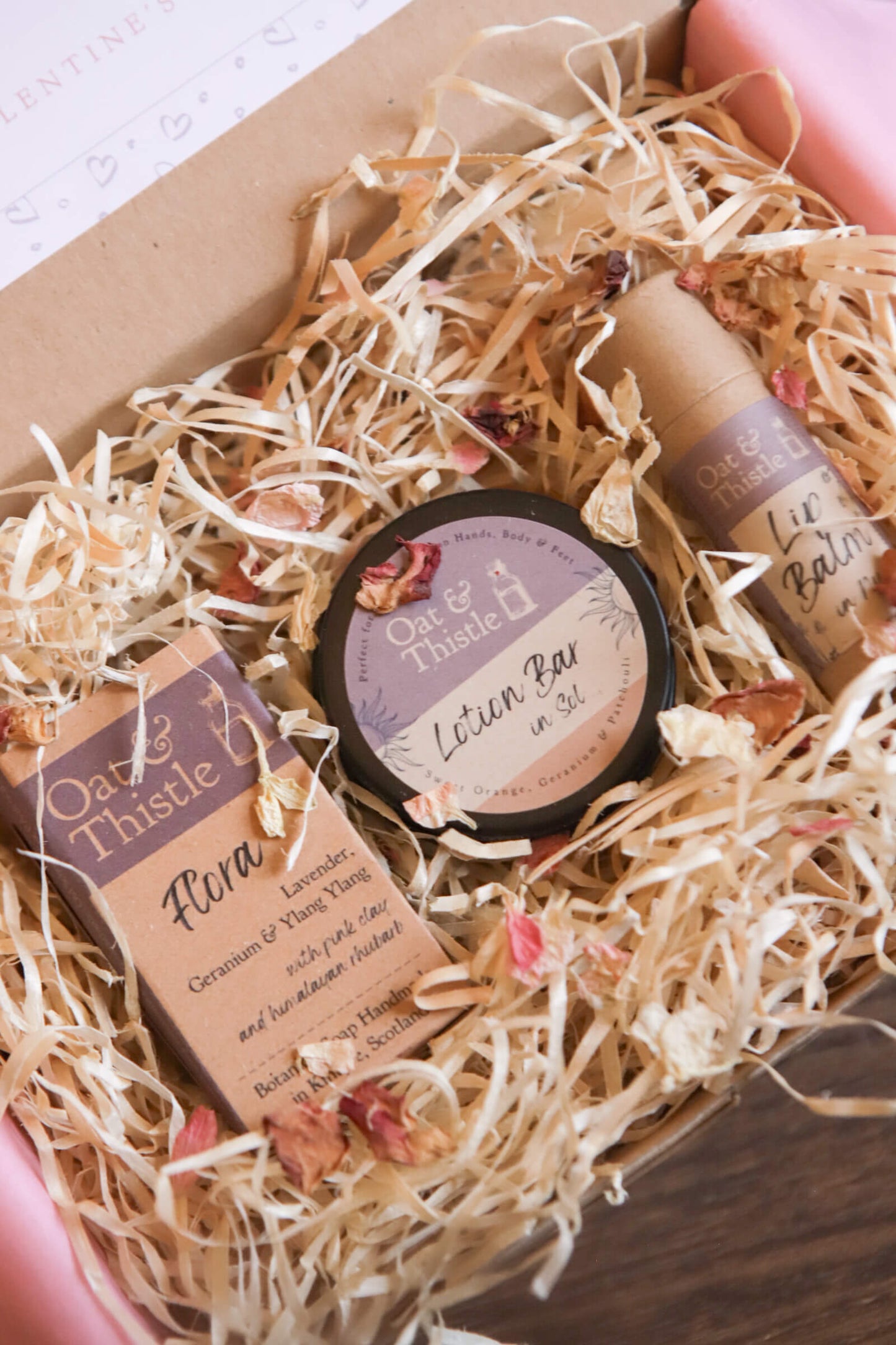gift hamper filled with oat and thistle products 