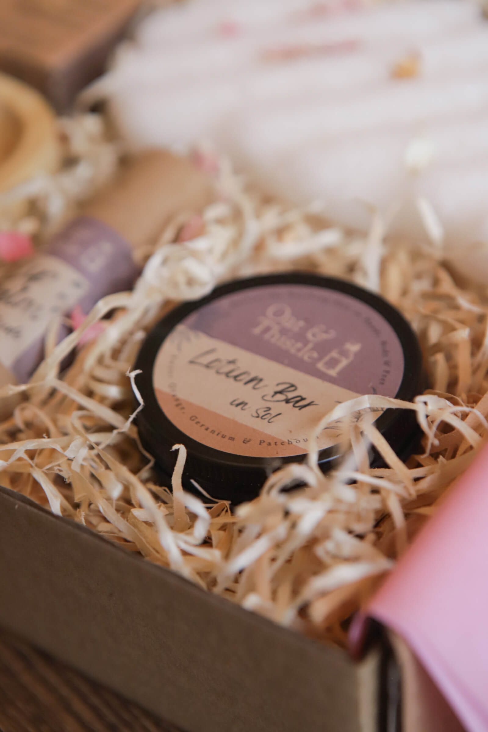 gift hamper filled with oat and thistle products 
