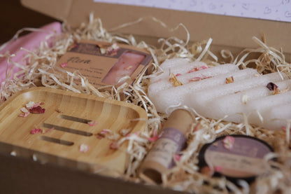 gift hamper filled with oat and thistle products 