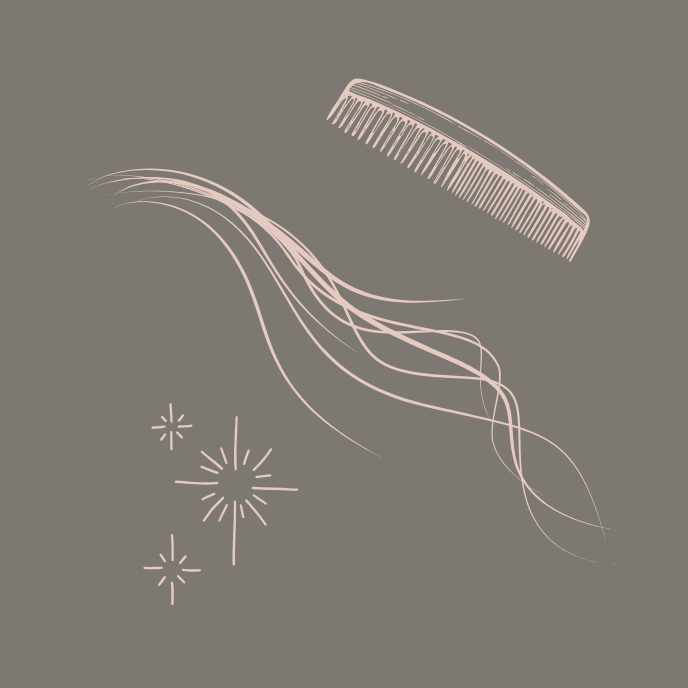line drawing of hair strand of comb