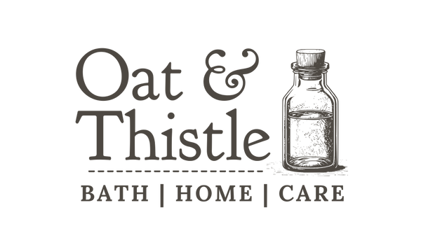Full Oat & Thistle Logo — Bath | Home | Care — brown on transparent background