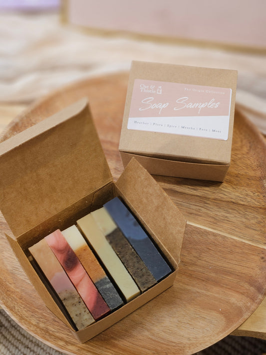 origin soap samples box with tiny samples of each origin soap