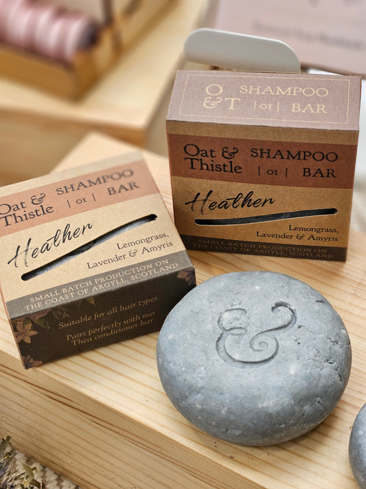 heather shampoo bar in packaging