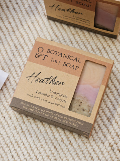heather soap bar in box with window